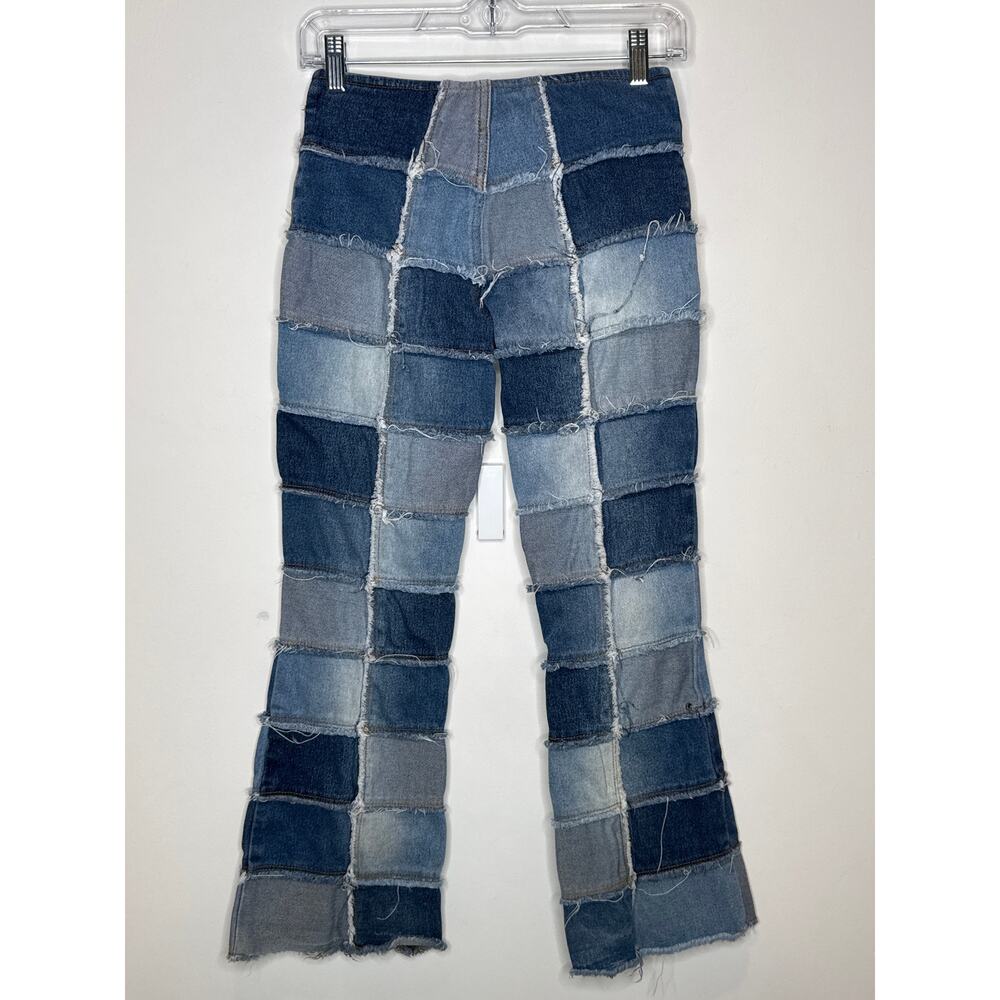 Y2K Zana-Di Patchwork Flare Jeans Low Rise Stretch Denim 26” Waist - Picture 3 of 13